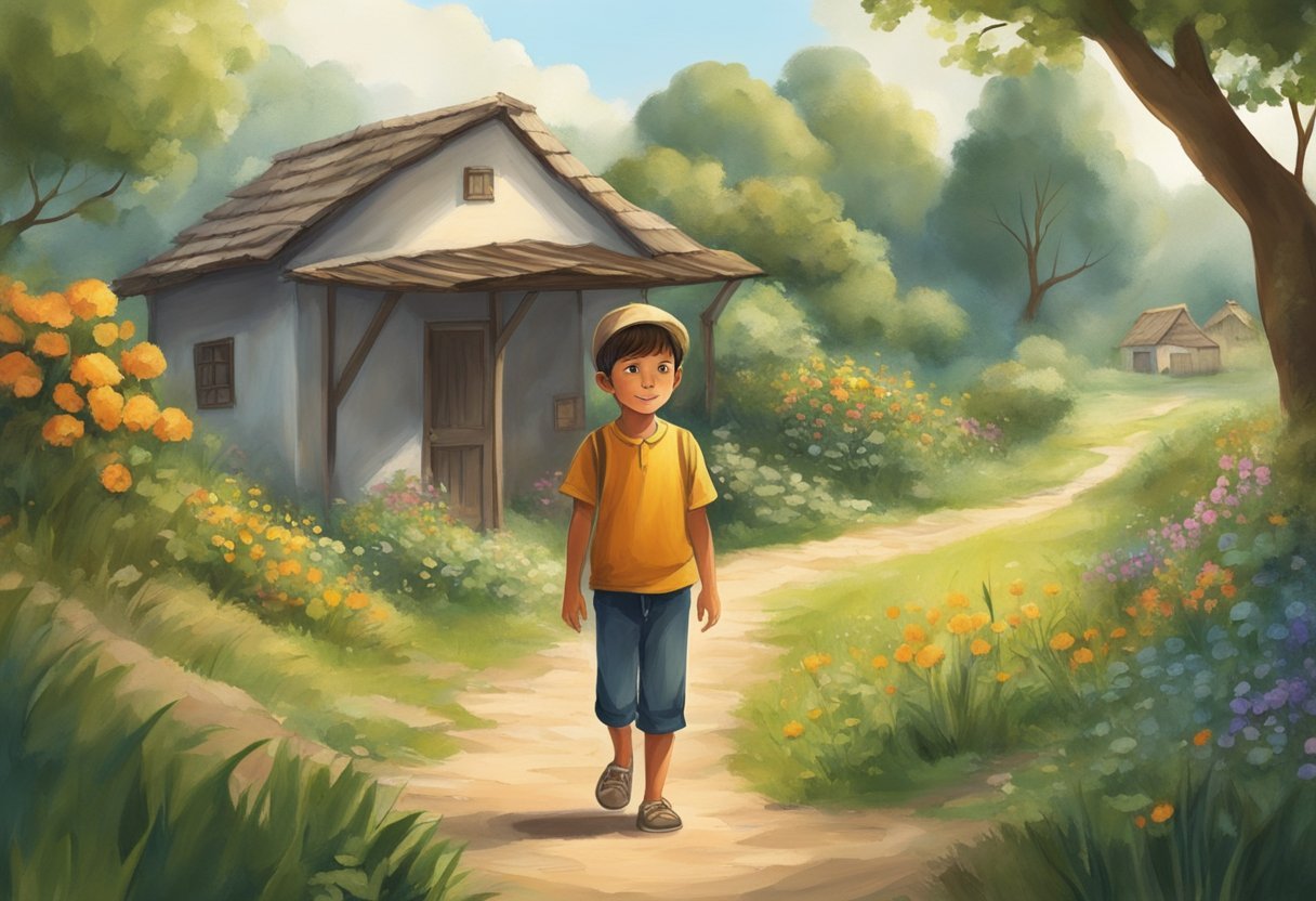 A young boy growing up in a small village, surrounded by nature and simplicity. He spends his days exploring, dreaming, and envisioning a future of abundance and success