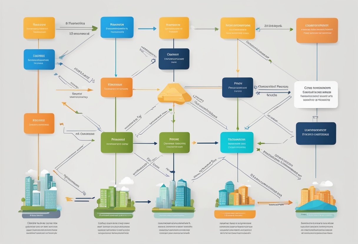 A flowchart showing various revenue streams leading to a growing net worth