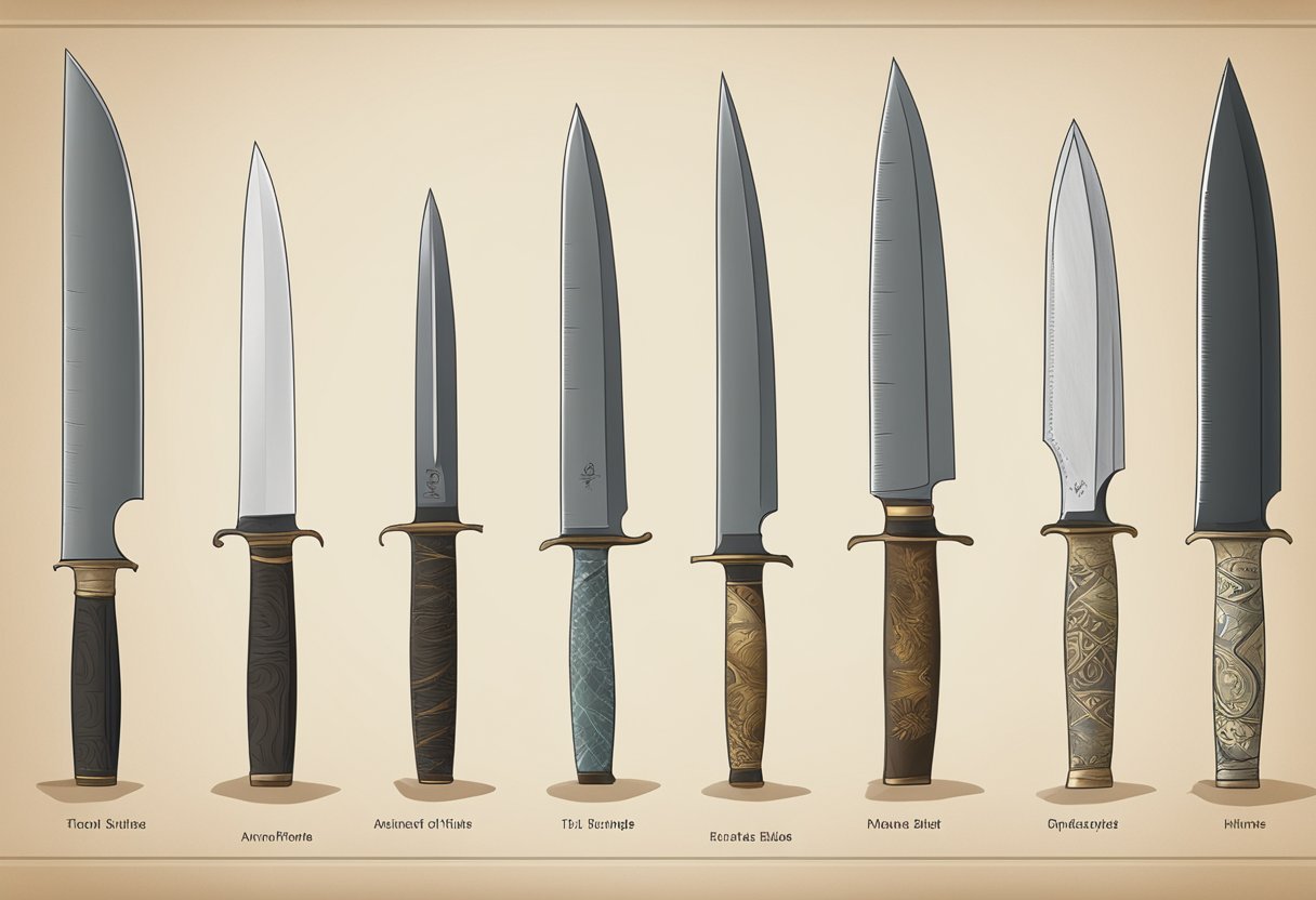 A timeline of knives from ancient to modern, showing the evolution of the drop point blade shape