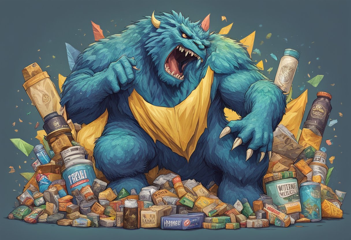 A giant, roaring monster stands victorious over a pile of defeated products, holding a trophy labeled "Winnerzilla Review."