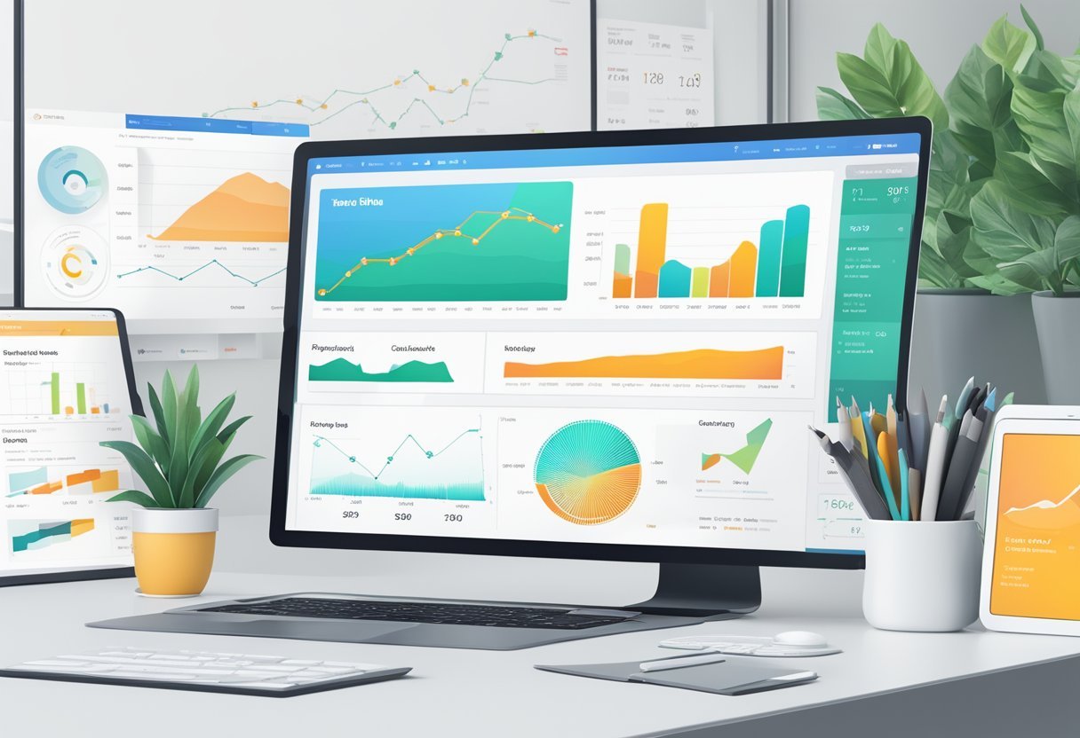 A computer screen displaying Sell The Trend website with pricing and plans. Graphs and charts showing product trends