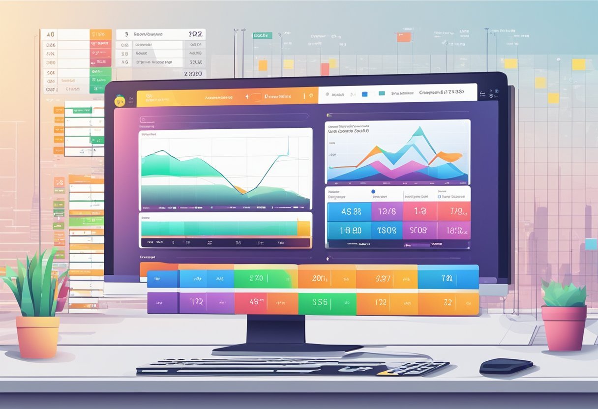 A sleek, modern computer screen displays the Auto Lotto Processor interface, with colorful graphs and charts showcasing its data analysis capabilities