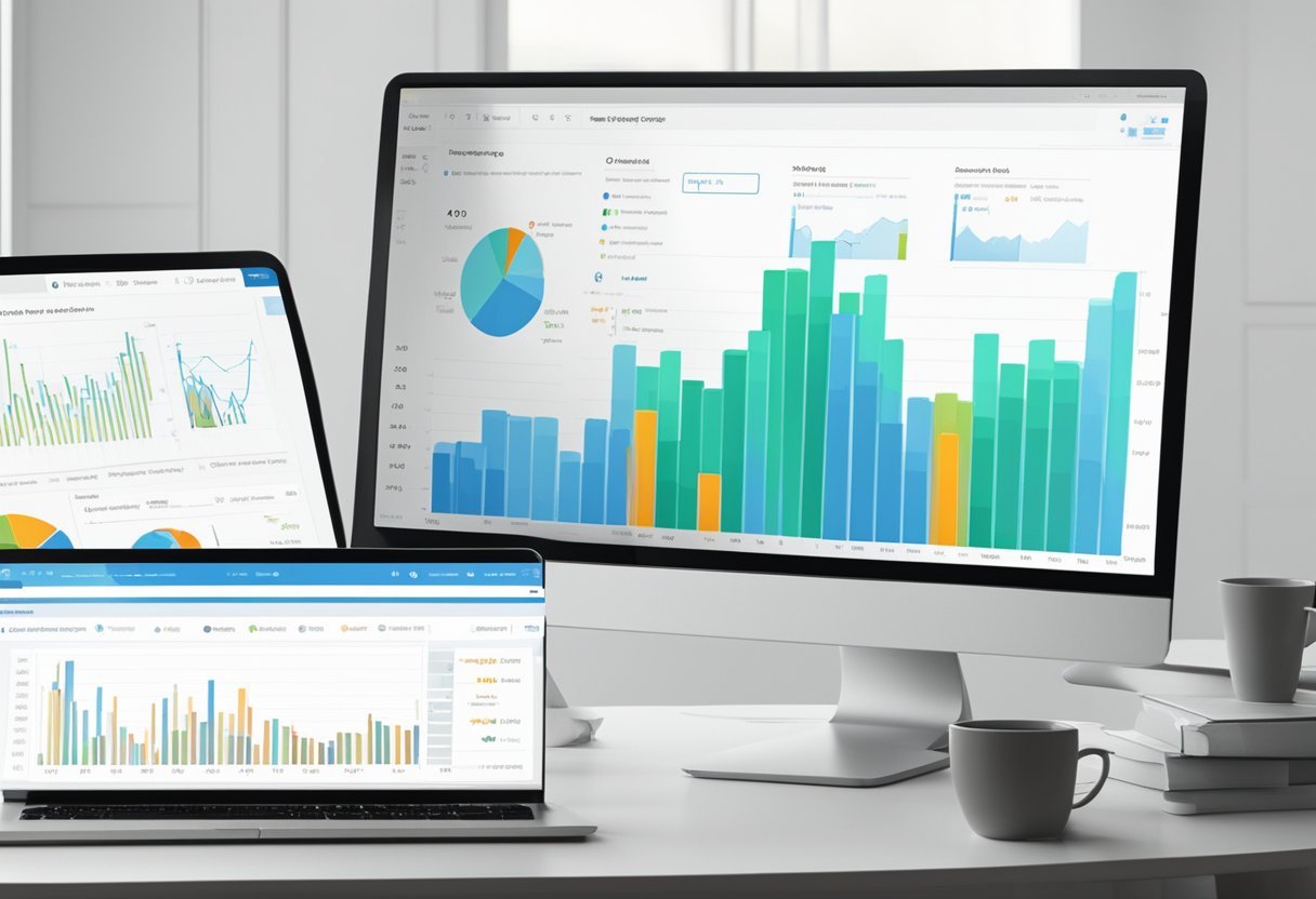 Field Nation performance reviewed with data charts and graphs displayed on a computer screen. Feedback and ratings visible