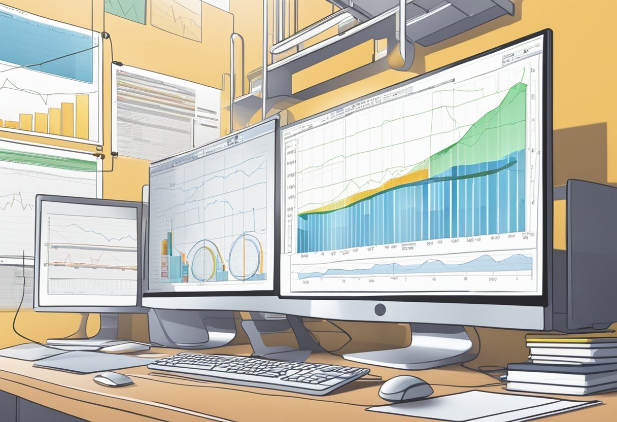 A computer screen displaying Pathmatics Review with data charts and graphs