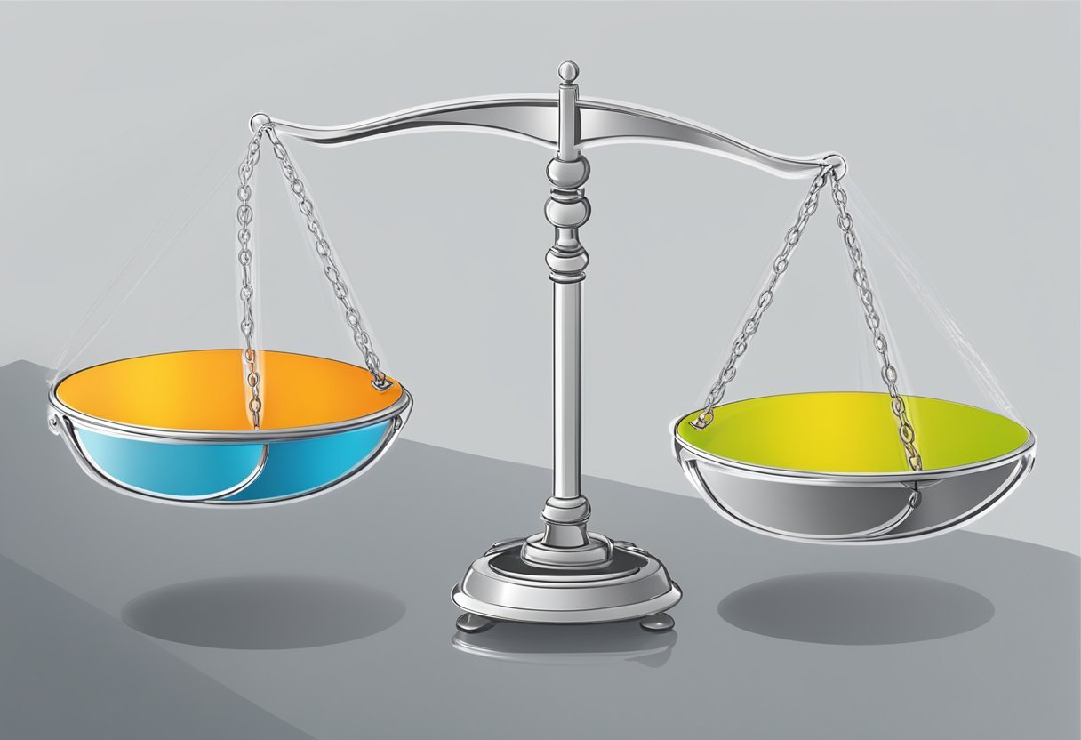 A scale balancing "pros" and "cons" with ZNZ logo