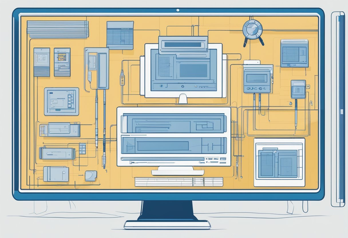 A computer screen displaying a digital blueprint system with various tools and options for online review