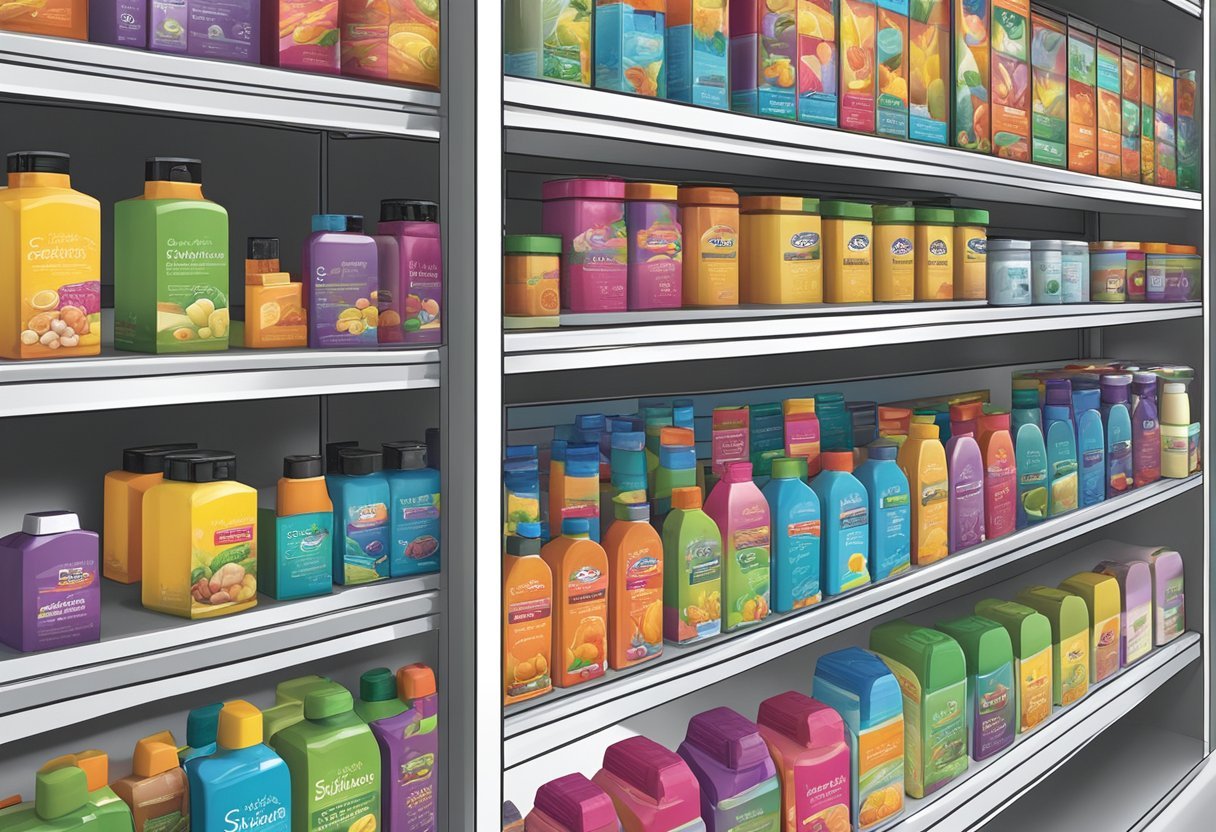 A variety of Sisel products displayed on shelves, with colorful packaging and labels, showcasing the diverse range of offerings