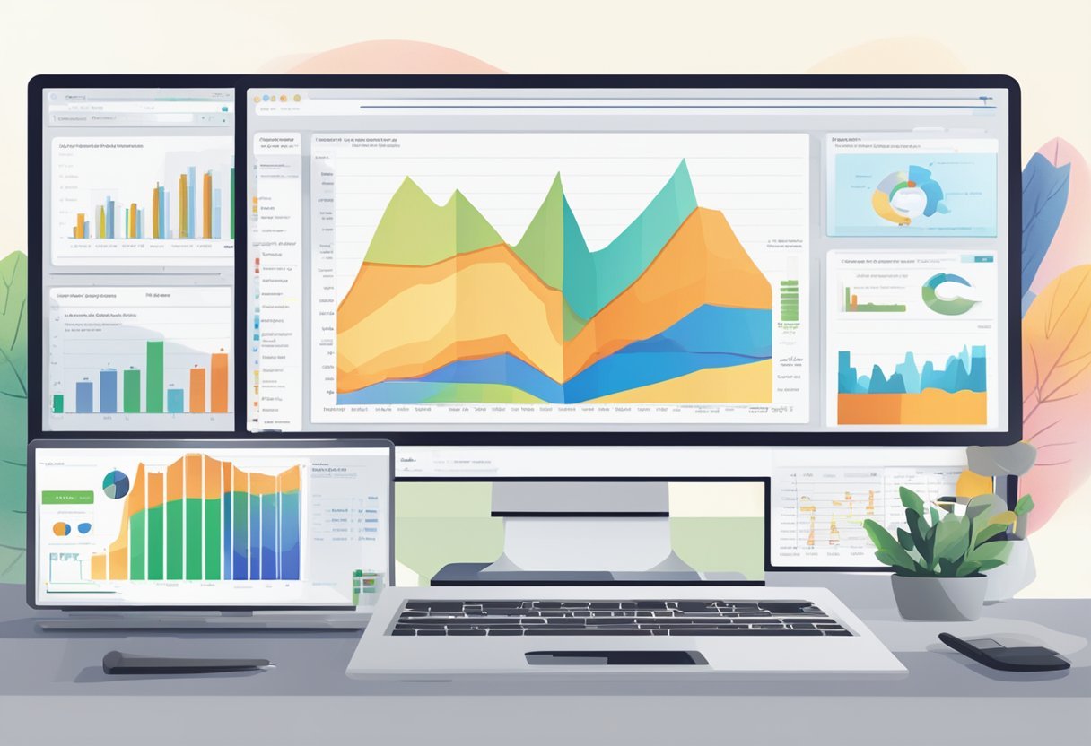 A computer screen displaying a webinar titled "Wealth System" with charts, graphs, and financial data in the background