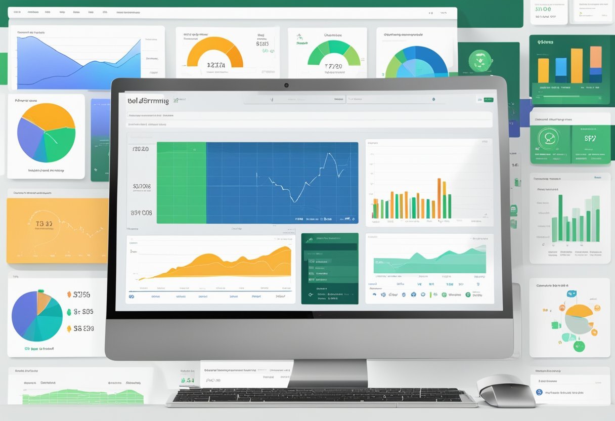 A computer screen displaying various DeFi strategies and opportunities, with the website Yieldfarming.com open in the browser. Multiple charts and graphs show different investment options